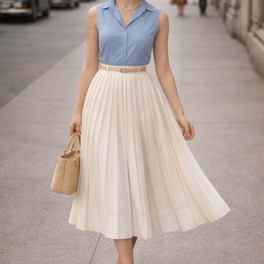 Chic Cream A-Line Skirt